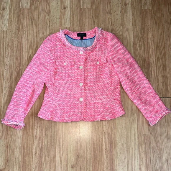 J.Crew Tweed Peplum Lady Jacket Blazer Size 10 - Picture 2 of 6